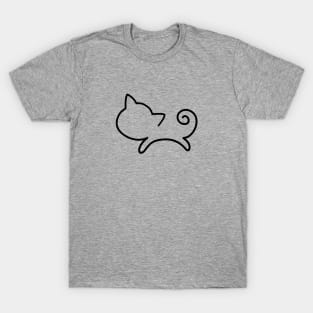 Cat by One Line (black) T-Shirt